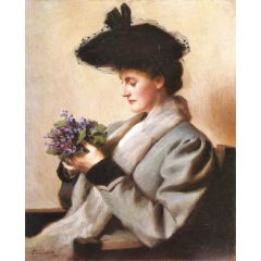 The Nosegay of Violets: Portrait of a Woman Painting Reproduction