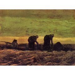 Two Peasant Women in the Peat Fields Painting Reproduction