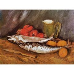 Still Life with Mackerels, Lemons and Tomatoes Painting Reproduction