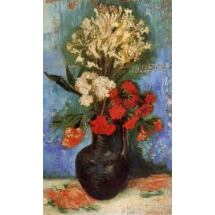 Vase with Carnations and Other Flowers Painting Reproduction
