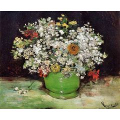 Vase with Zinnias and Other Flowers Painting Reproduction