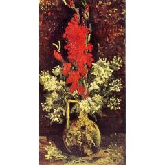 Vase with Gladioli and Carnations Painting Reproduction