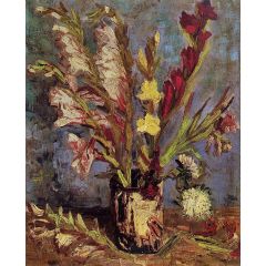 Vase with Gladioli and China Asters Painting Reproduction