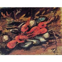Still Life with Mussels and Shrimp Painting Reproduction
