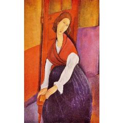 Jeanne Hebuterne, also known as In Front of a Door Painting Reproduction