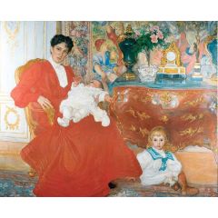 Mrs Dora Lamm and Her Two Eldest Sons Painting Reproduction