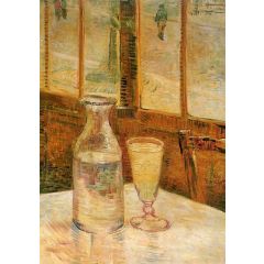 Table infront of a Window with Absinthe and a Carafe Painting Reproduction