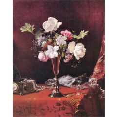 Mixed Flowers with a Box and Pearls Painting Reproduction