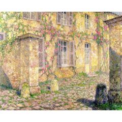 House with Roses Painting Reproduction