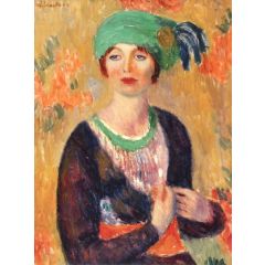 Girl in Green Turban Painting Reproduction