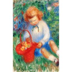 Lenna with Basket of Flowers Painting Reproduction