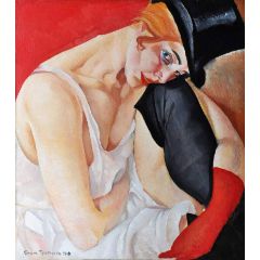 Woman in a Tall Hat Painting Reproduction