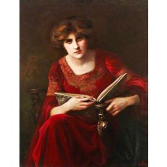 Lady in Red Painting Reproduction