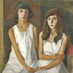 Two Girls Painting Reproduction