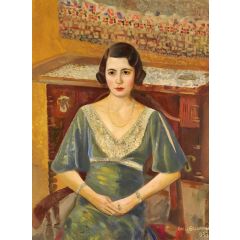 Lady in a Green Dress Painting Reproduction
