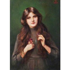 Portrait of a Girl in a Grey Dress Painting Reproduction