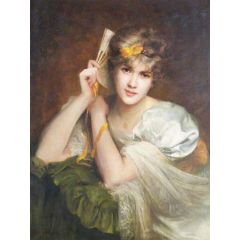 Portrait of a Woman with a Fan Painting Reproduction