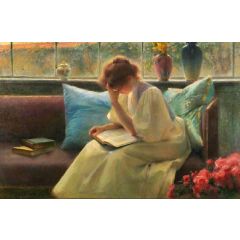 Thoughtful Reader Painting Reproduction