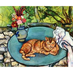 Raminou and a Pitcher of Carnations Painting Reproduction