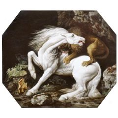 Horse Attacked by a Lion Painting Reproduction