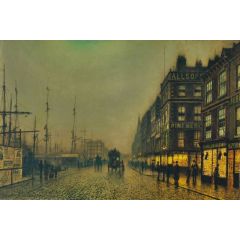 Liverpool Quay by Moonlight Painting Reproduction
