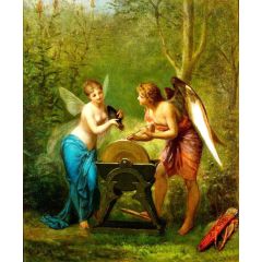 A Cupid And A Fairy Sharpening The Arrows Painting Reproduction