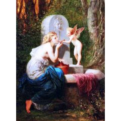 At The Fountain Painting Reproduction
