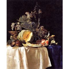 Still-Life with Fruit and Crystal Vase Painting Reproduction