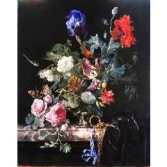 Flowers in a Silver Vase Painting Reproduction