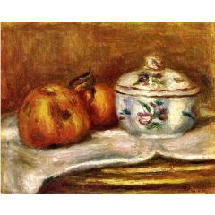 Sugar Bowl, Apple and Orange Painting Reproduction