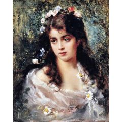 Girl Dressed as Flora Painting Reproduction