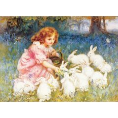 Feeding the Rabbits Painting Reproduction