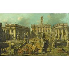 View of Rome The Piazza del Campidoglio and the Cordonata Painting Reproduction