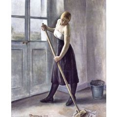 Girl at Work Painting Reproduction