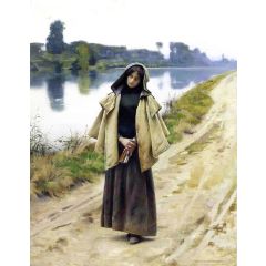 Girl by a Path, also known as Solitude Painting Reproduction