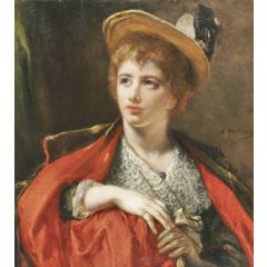 Woman in a Hat Painting Reproduction