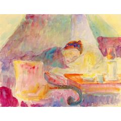 The Artist’s Mother in Bed Painting Reproduction