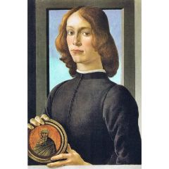 Portrait of a Young Man Holding a Medallion Painting Reproduction