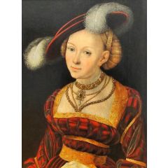 Portrait of a Woman in Hat with Feathers Painting Reproduction