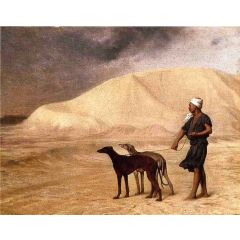 Team of Dogs in the Desert Painting Reproduction