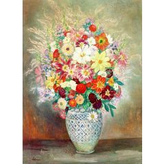 Floral Composition with Dahlias Painting Reproduction
