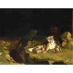 Tigress and Her Cubs Painting Reproduction