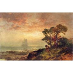 The First Ship Entering NY Harbor, Sept. 11, 1609 Painting Reproduction