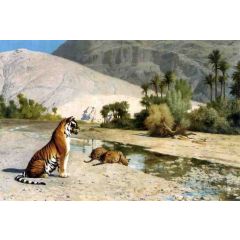 Thirst, also known as Tigress and Her Cubs Painting Reproduction