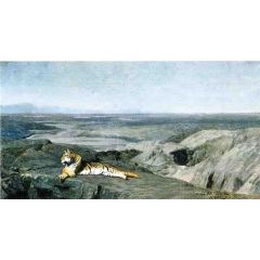 Night on the Desert, study, also known as Tiger Resting in the Moonlight Painting Reproduction