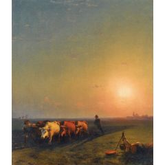 Ploughing the Fields, Crimea Painting Reproduction