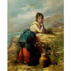 A Mountain Lassie(also known as Girl with a Water Pot) Painting Reproduction