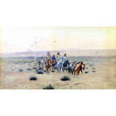 Trappers Crossing the Prarie Painting Reproduction