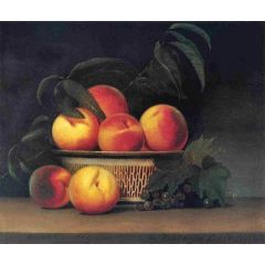 Peaches and Unripe Grapes Painting Reproduction