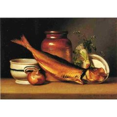 Still Liife with Dried Fish, also known as A Herring Painting Reproduction
